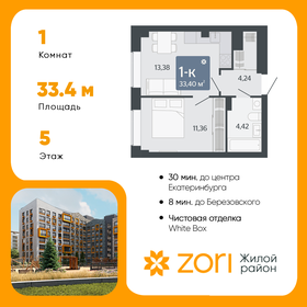 32,8 м², 1-комнатная квартира 3 076 260 ₽ - изображение 72