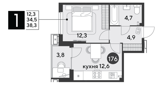 38,2 м², 1-комнатная квартира 6 826 340 ₽ - изображение 18