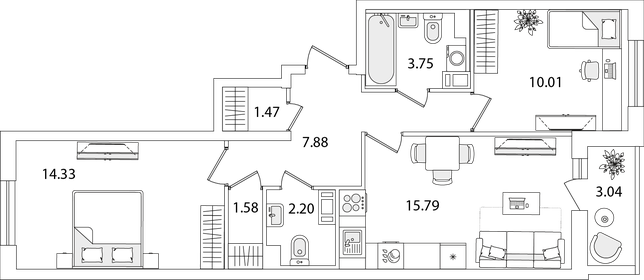 77,2 м², 2-комнатная квартира 12 577 000 ₽ - изображение 37