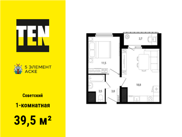 Квартира 39,5 м², 1-комнатная - изображение 1