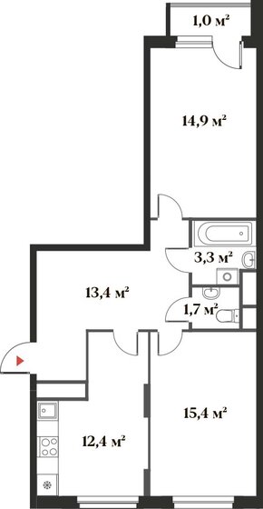 62,1 м², 2-комнатная квартира 14 972 168 ₽ - изображение 1