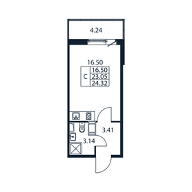 Квартира 24,3 м², студия - изображение 3