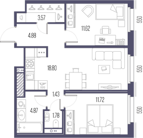 58,6 м², 2-комнатная квартира 22 959 440 ₽ - изображение 6