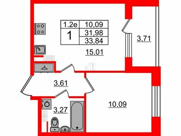 Квартира 32 м², 1-комнатная - изображение 1