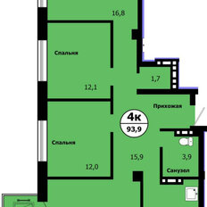 Квартира 96,5 м², 4-комнатная - изображение 1