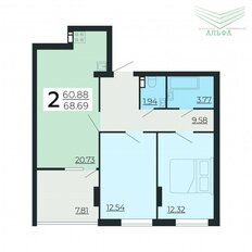 Квартира 68,7 м², 2-комнатная - изображение 2