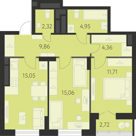 64,8 м², 2-комнатная квартира 7 994 000 ₽ - изображение 24