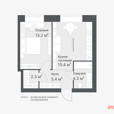 Квартира 41,2 м², 1-комнатная - изображение 4