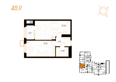 46,4 м², 1-комнатная квартира 6 550 000 ₽ - изображение 35
