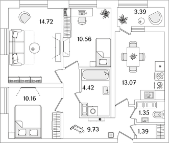 90,1 м², 3-комнатная квартира 23 023 200 ₽ - изображение 25