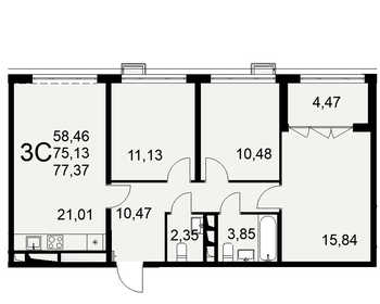 72,6 м², 3-комнатная квартира 7 749 000 ₽ - изображение 57