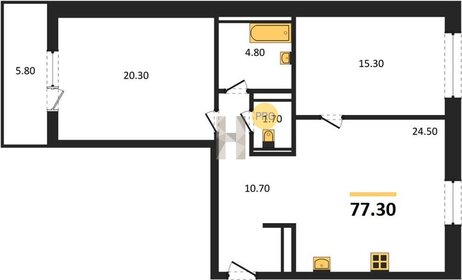Квартира 77 м², 2-комнатная - изображение 1