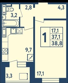 Квартира 38,8 м², 1-комнатная - изображение 1