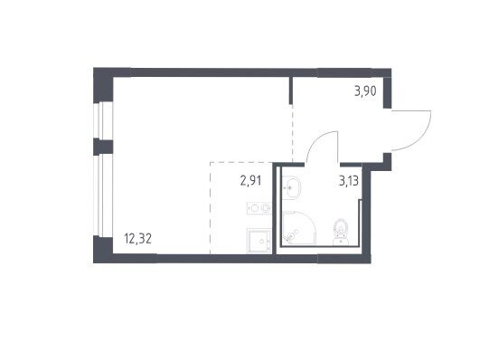22,1 м², квартира-студия 7 100 000 ₽ - изображение 1