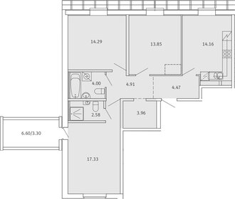 Квартира 82,9 м², 3-комнатная - изображение 1