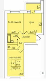 Квартира 63,7 м², 2-комнатная - изображение 1