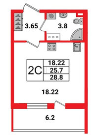 25,5 м², квартира-студия 5 300 000 ₽ - изображение 38