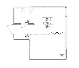 Квартира 27,1 м², студия - изображение 1