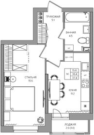 Квартира 37,4 м², 1-комнатная - изображение 1