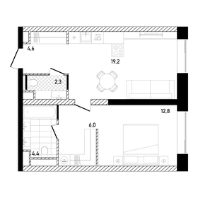 Квартира 49,4 м², 1-комнатная - изображение 1