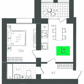 Квартира 43,2 м², 1-комнатная - изображение 1