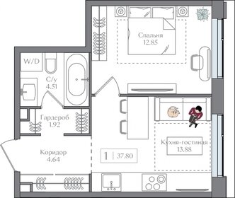 Квартира 37,8 м², 1-комнатная - изображение 1