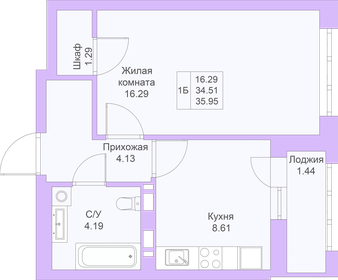 35,9 м², 1-комнатная квартира 8 254 700 ₽ - изображение 40