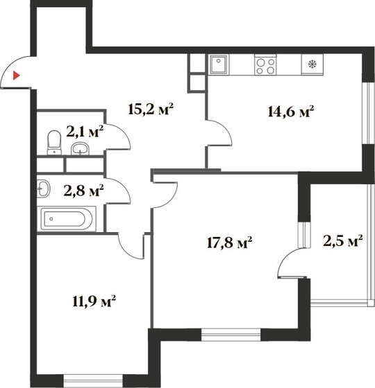 66,9 м², 2-комнатная квартира 17 224 494 ₽ - изображение 27