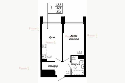 Квартира 37 м², 1-комнатная - изображение 1