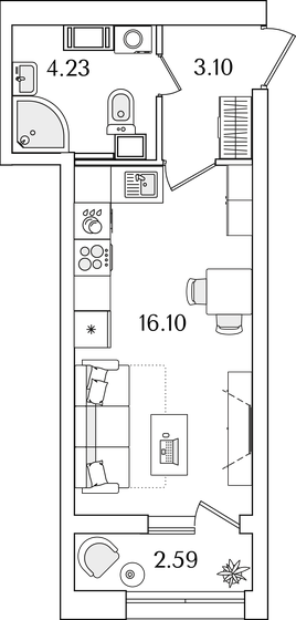 24,7 м², квартира-студия 7 906 508 ₽ - изображение 17