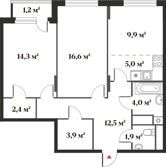 71,7 м², 3-комнатная квартира 16 416 222 ₽ - изображение 1