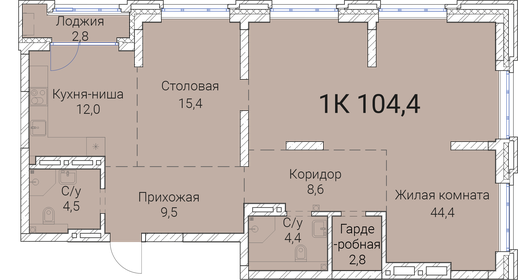 103,9 м², 1-комнатная квартира 21 382 400 ₽ - изображение 38