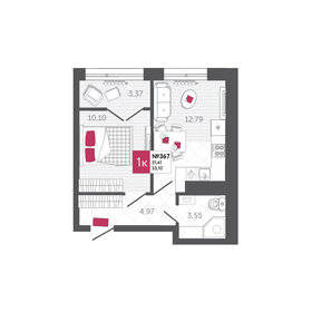30,7 м², квартира-студия 5 100 000 ₽ - изображение 44