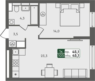 45,1 м², 1-комнатная квартира 5 140 000 ₽ - изображение 16