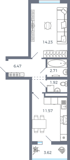 38,7 м², 1-комнатная квартира 4 151 784 ₽ - изображение 10