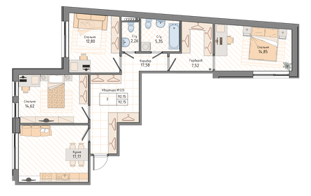 95,6 м², 4-комнатная квартира 27 900 000 ₽ - изображение 75