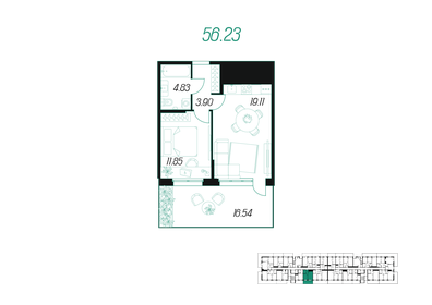 Квартира 44,7 м², 1-комнатная - изображение 1