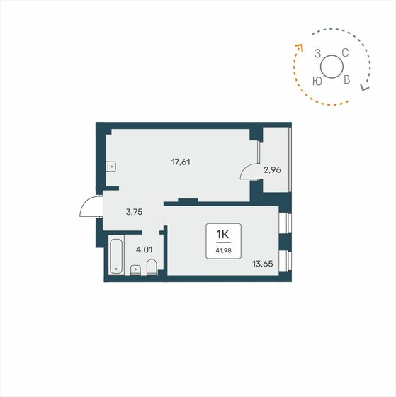 42 м², 1-комнатная квартира 5 900 000 ₽ - изображение 1