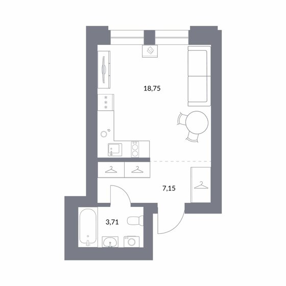 29,6 м², квартира-студия 7 400 000 ₽ - изображение 1