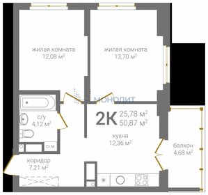 Квартира 50,9 м², 2-комнатная - изображение 1