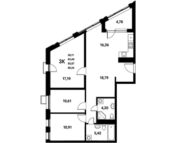 87,7 м², 3-комнатная квартира 13 559 495 ₽ - изображение 9