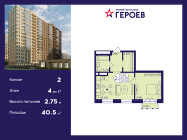 Квартира 40,5 м², 2-комнатная - изображение 1