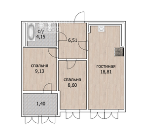 Квартира 48,6 м², 2-комнатная - изображение 1