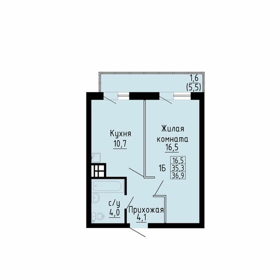 36,9 м², 1-комнатная квартира 4 409 550 ₽ - изображение 31