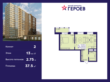 Квартира 37,5 м², 2-комнатная - изображение 1