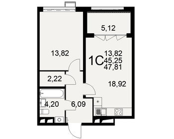47 м², 1-комнатная квартира 7 523 200 ₽ - изображение 26