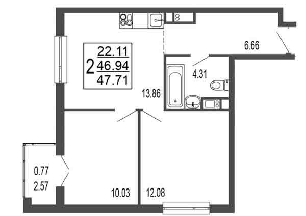 46,9 м², 2-комнатная квартира 5 989 000 ₽ - изображение 40