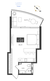 Квартира 42,4 м², студия - изображение 1