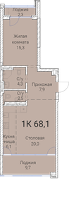 65,4 м², 1-комнатная квартира 12 430 750 ₽ - изображение 63