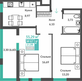 49 м², 2-комнатная квартира 6 200 000 ₽ - изображение 30